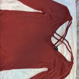 Brick Color Mid Sleeve Top